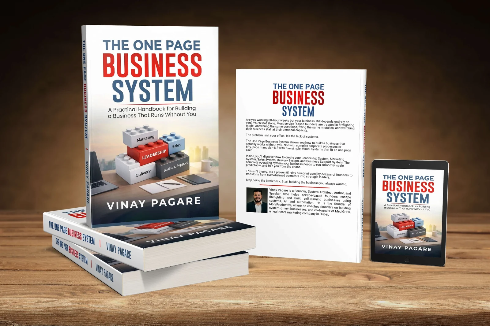 The One Page Business System paperback, interior spread and digital edition by Vinay Pagare