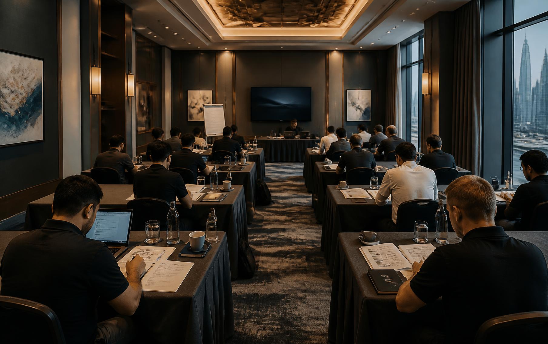 Founders working through business worksheets at a two-day implementation intensive